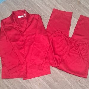 Valerie Stevens Red Satin Pajama Set